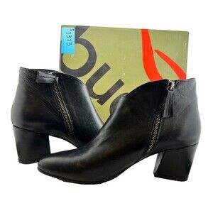 Bueno Classic Black Leather Booties